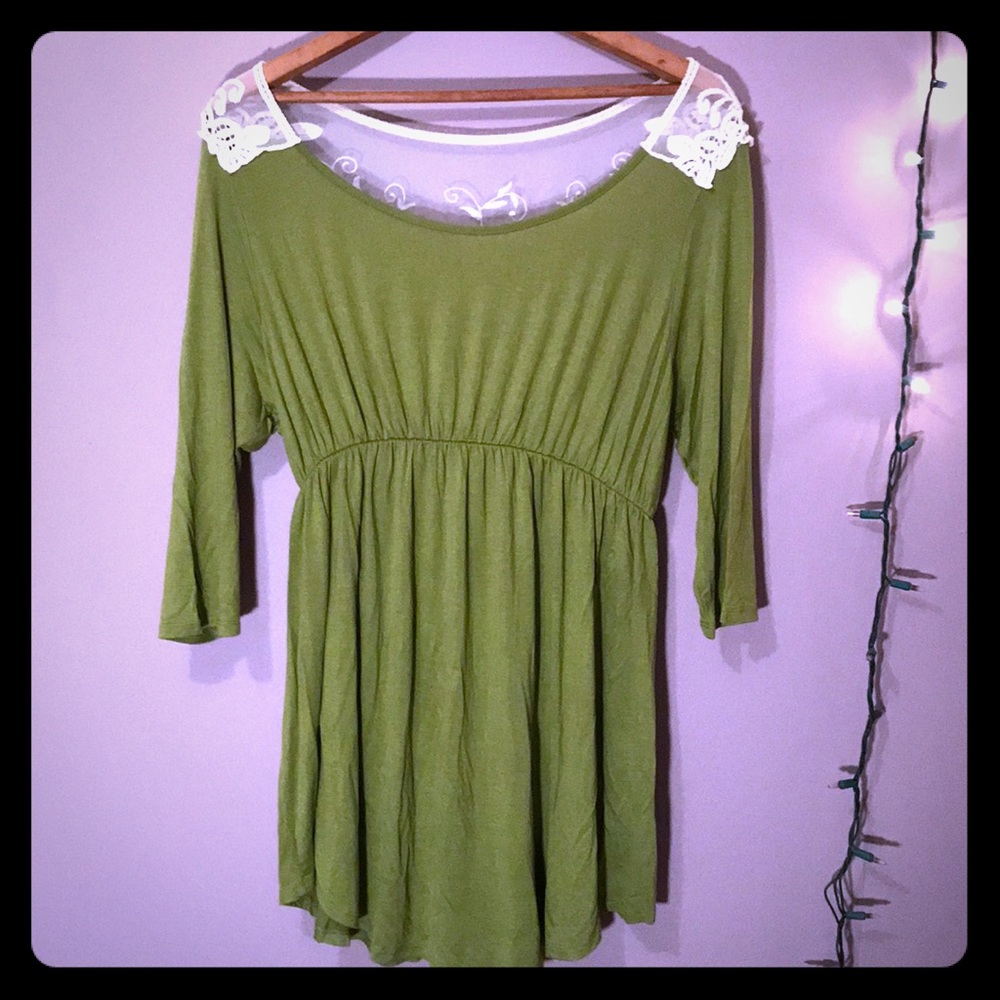 *SALE* Boho Babydoll Maternity Tunic Leaf Green 1x - Picture 1 of 6